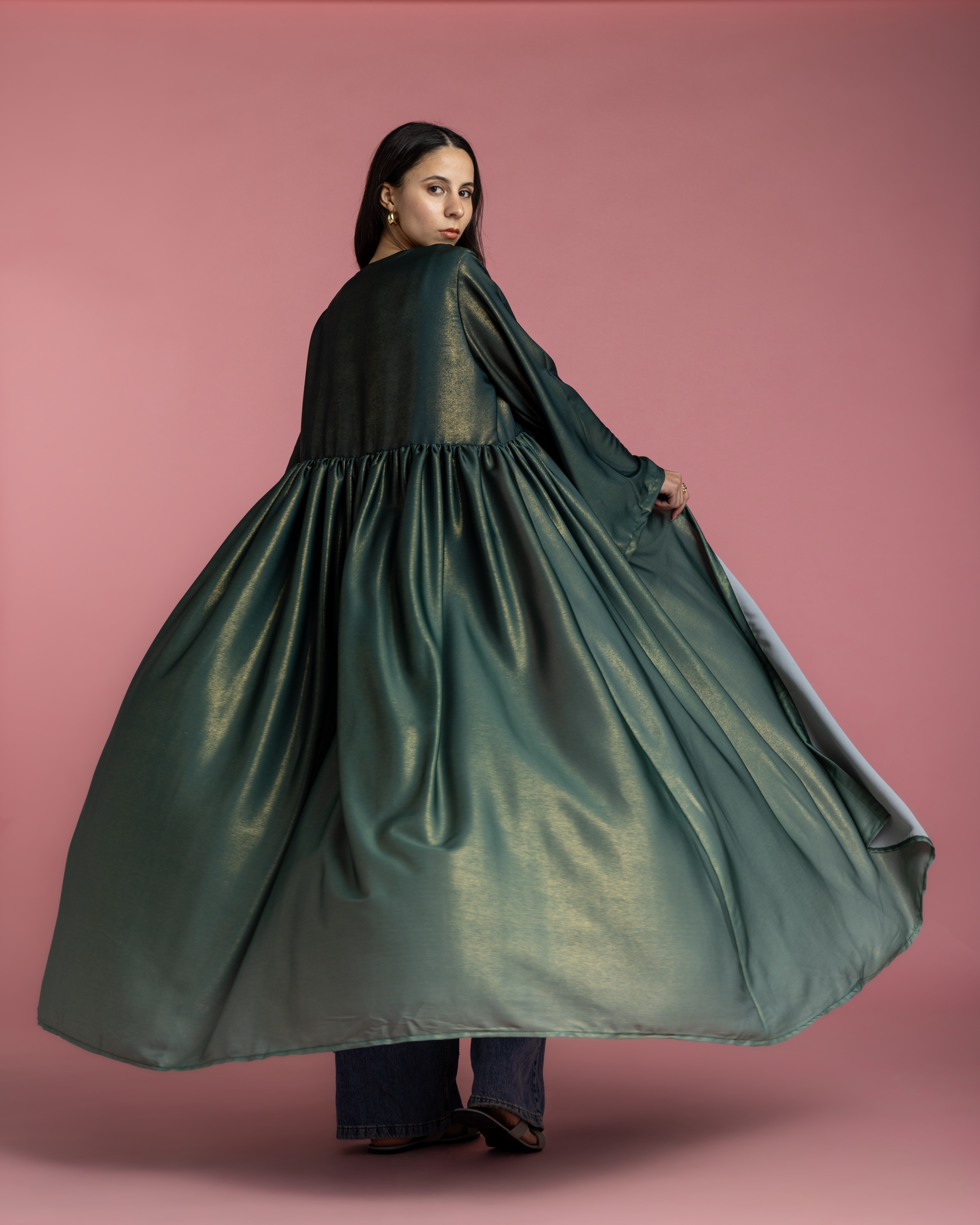 Green Satin Ombré Kimono