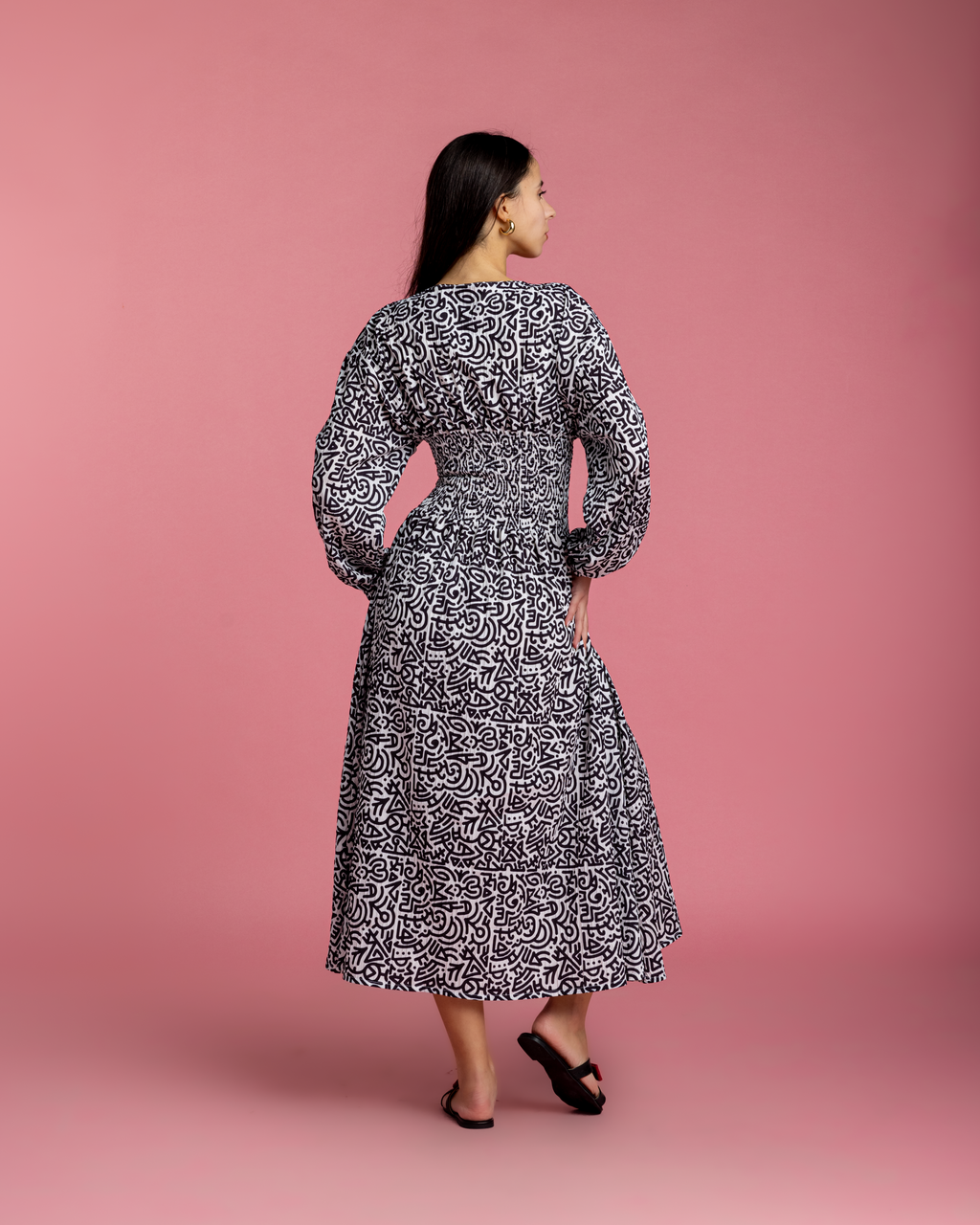 Rio Cinched Waist Dress - Black & White