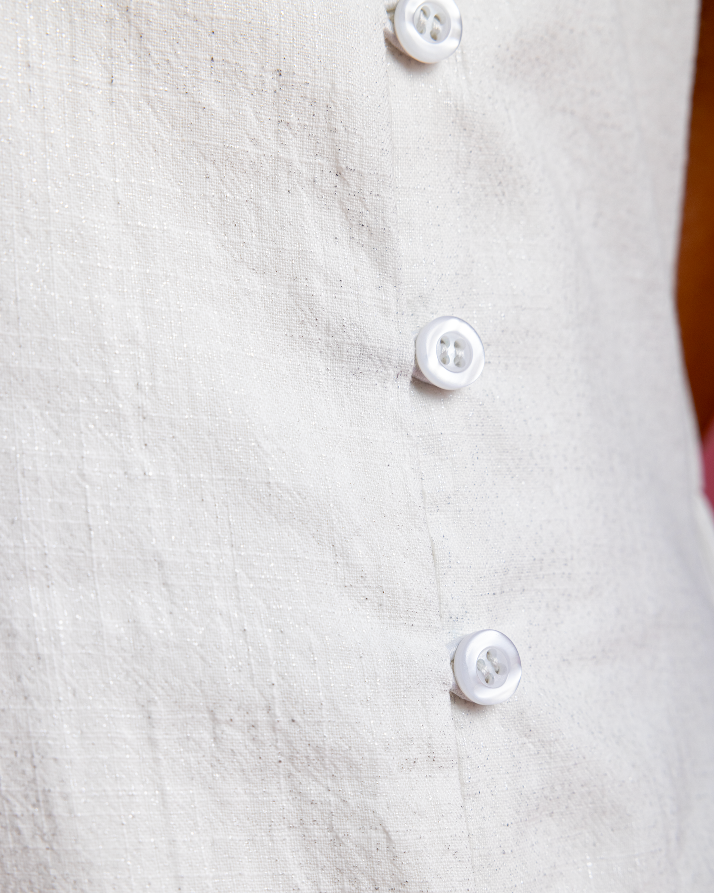 Aziza Dress - White Linen with Metallic Sparks