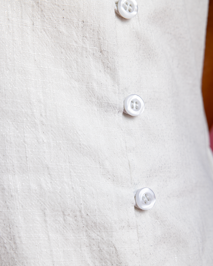 Aziza Dress - White Linen with Metallic Sparks