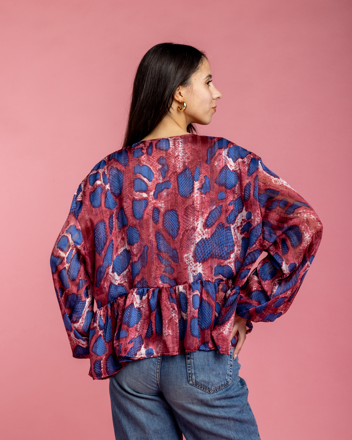 Chiffon Snake Fuchsia Blouse
