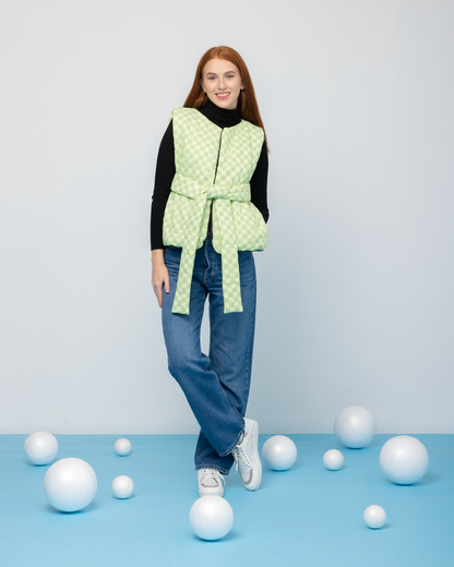 Open Puffer Jacket - Greens