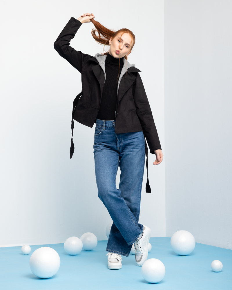Gabardine Jacket x Cotton Hoodie