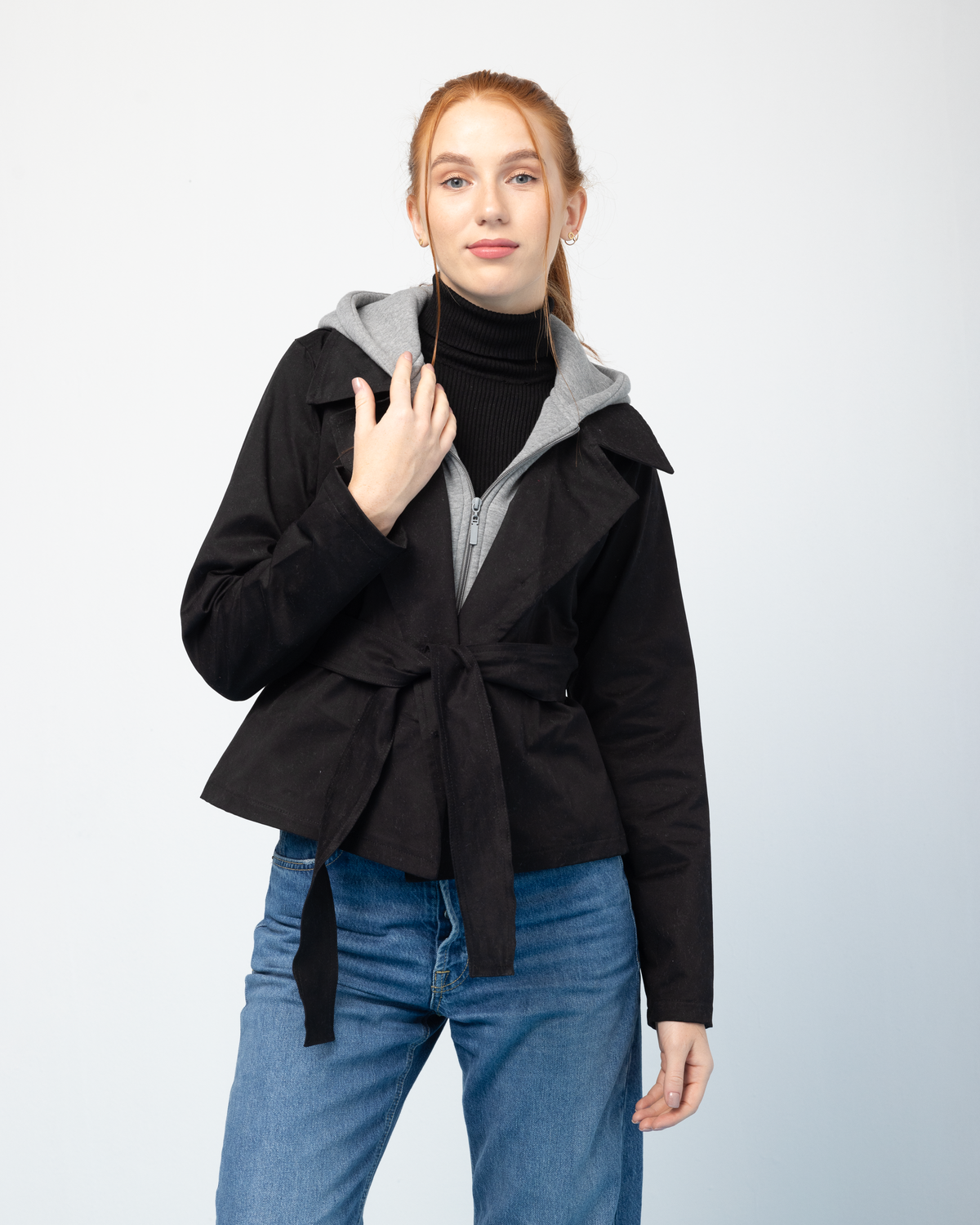 Gabardine Jacket x Cotton Hoodie