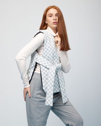 Open Puffer Jacket - White x Grey