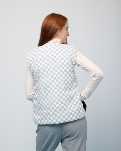 Open Puffer Jacket - White x Grey