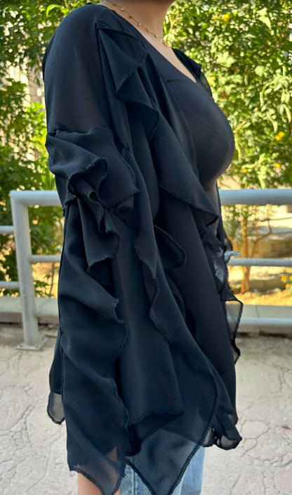 Ruffles kimono-black