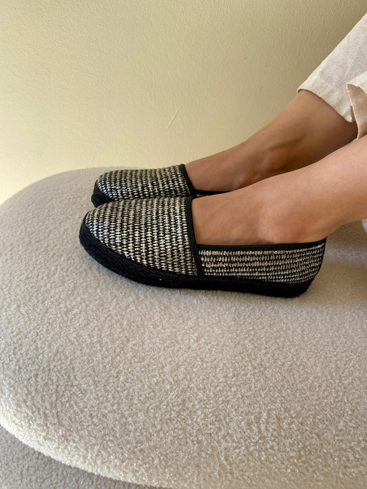 Organic Raffia Espadrille- blackxsilver