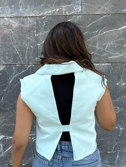 Organic cotton vest-mint