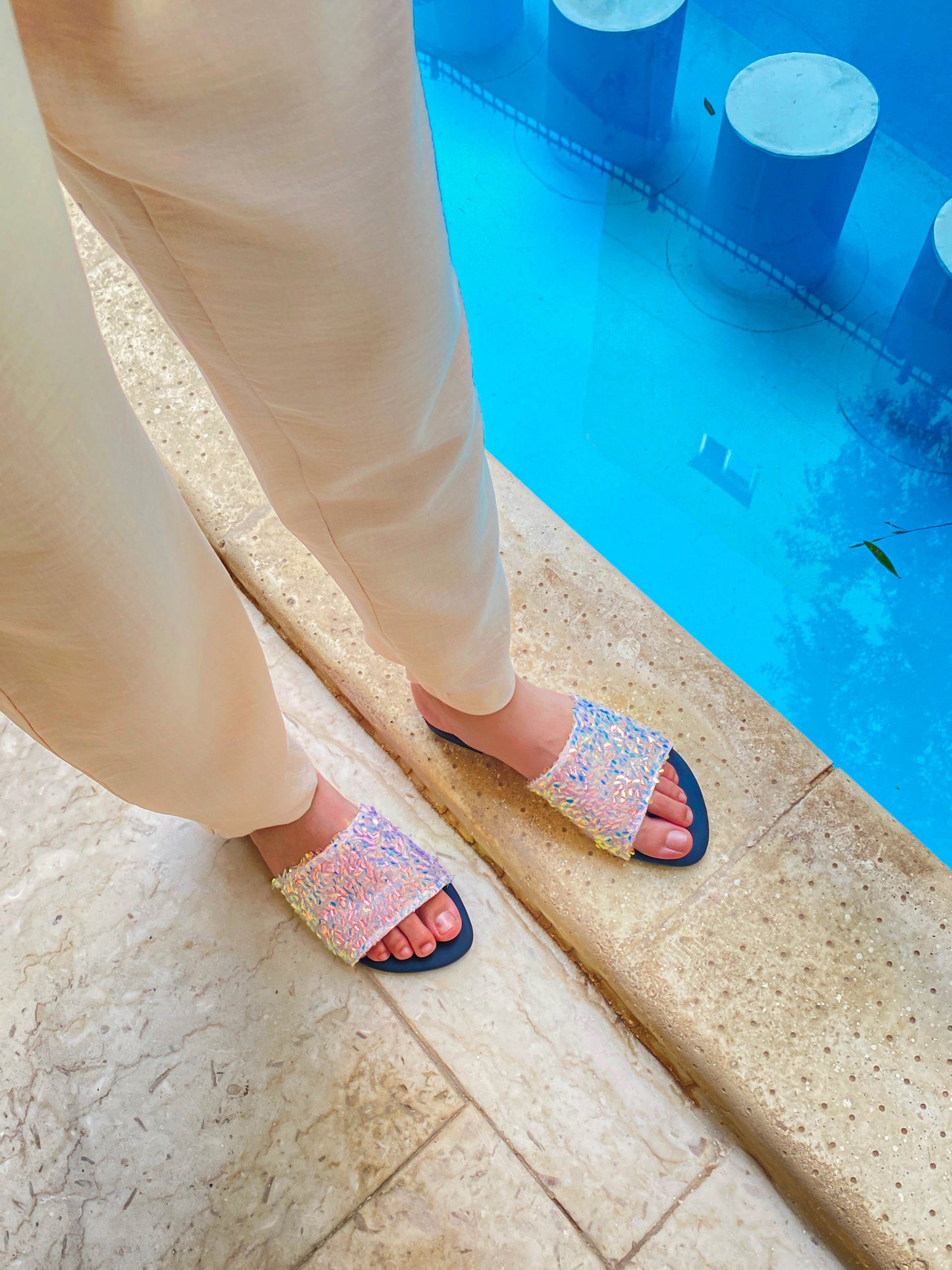 Bronze Sequins Slippers