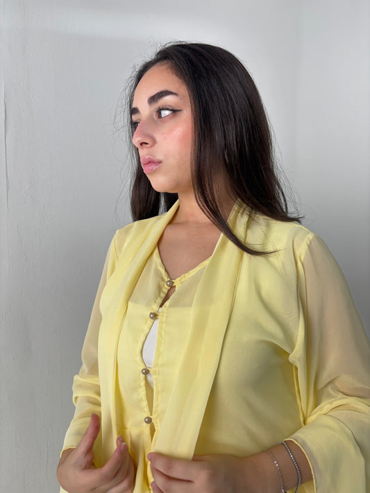 Open blouse ruffles-yellow