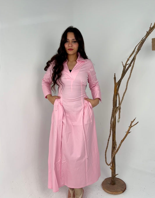 Cinched waist dress-pink