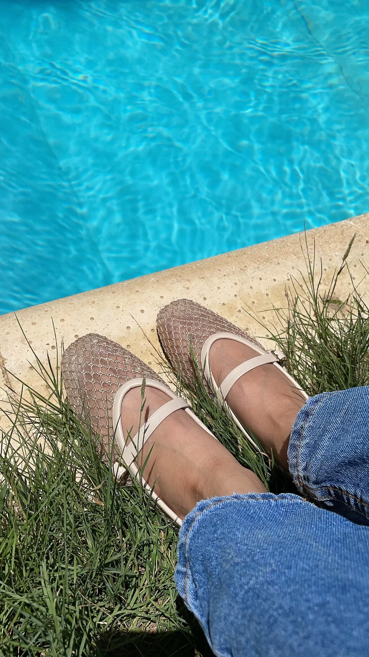 Summer Net Ballerinas - Beige