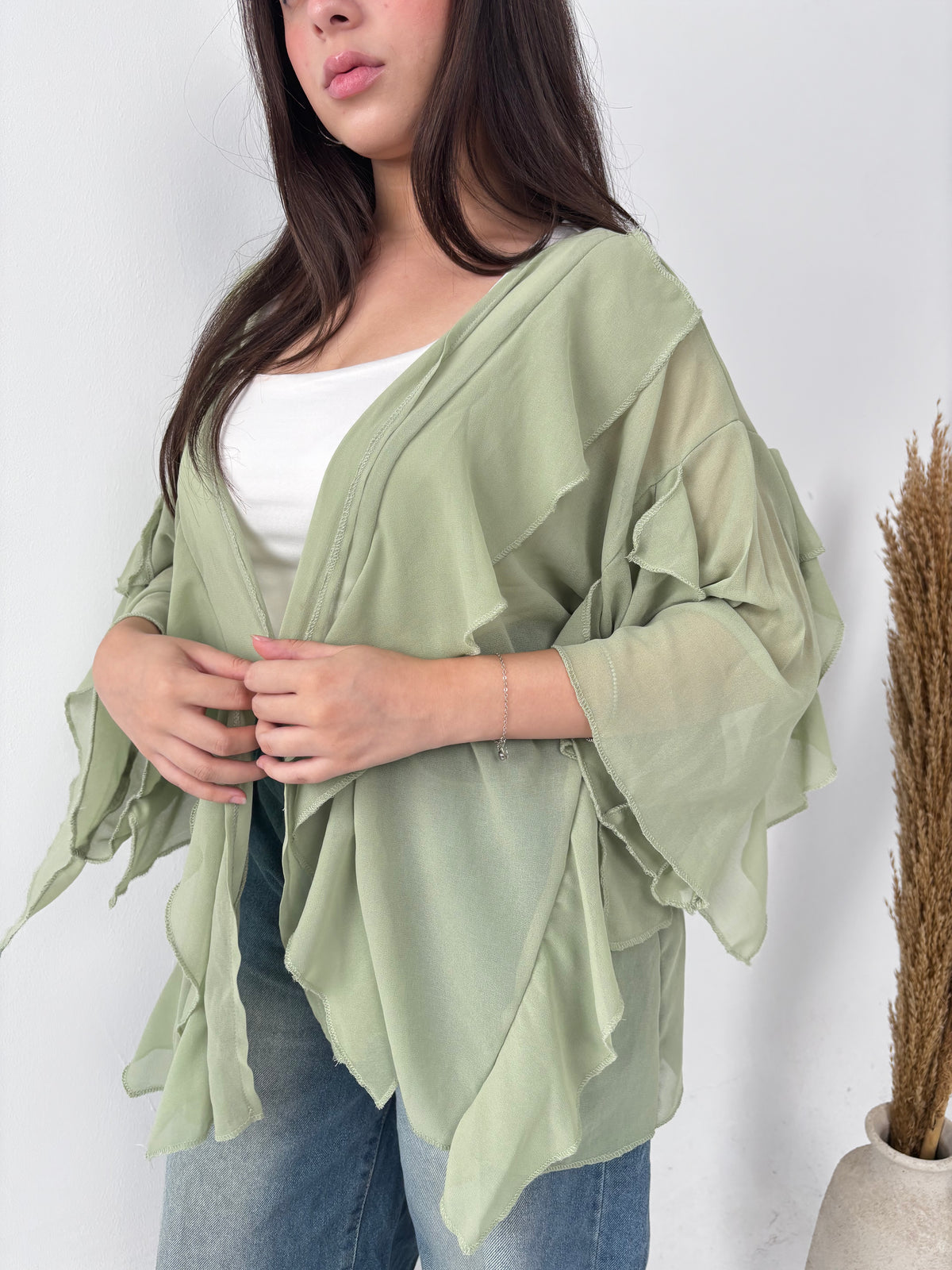 Ruffles kimono-mint