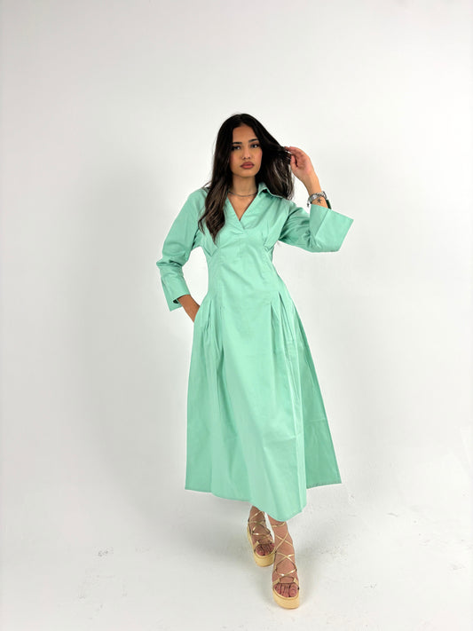 Cinched waist dress-green