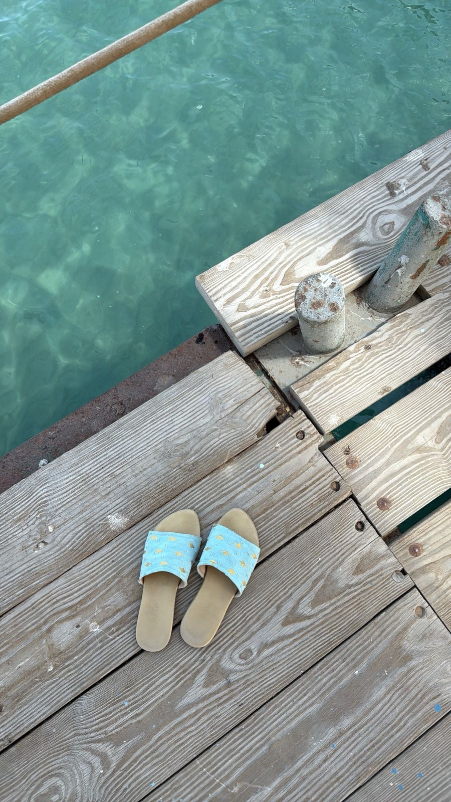 Blue Golden Diamond Slippers