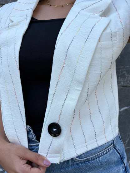 Organic cotton vest-whitexstripes