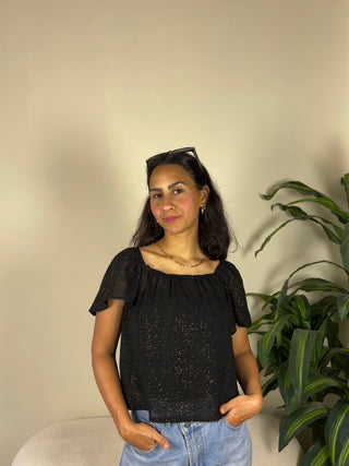 Black top with gold specs