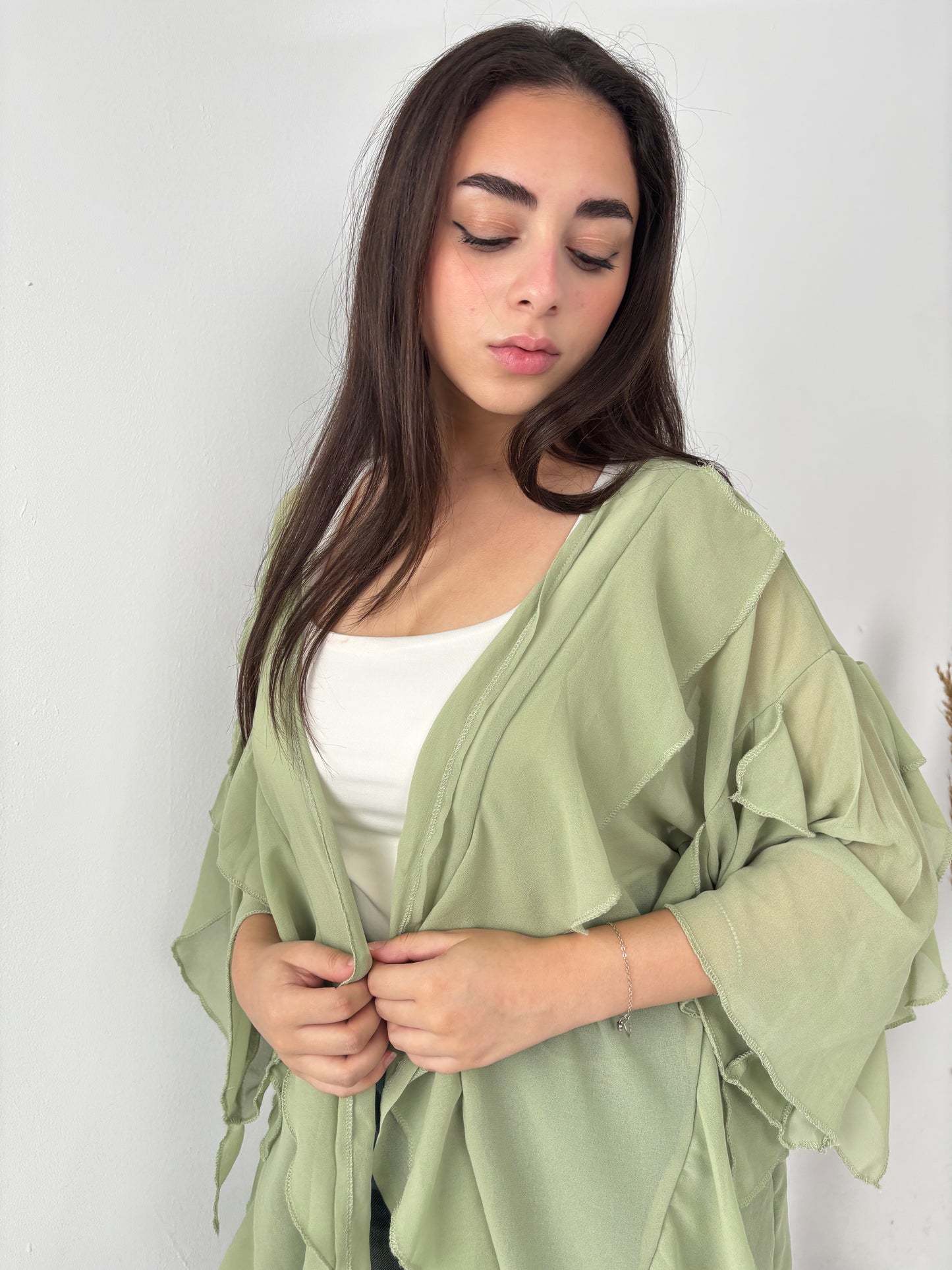 Ruffles kimono-mint