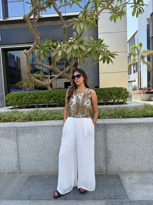 Chiffon white pants - cotton lined