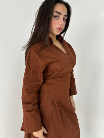 Cinched waist dress-brown