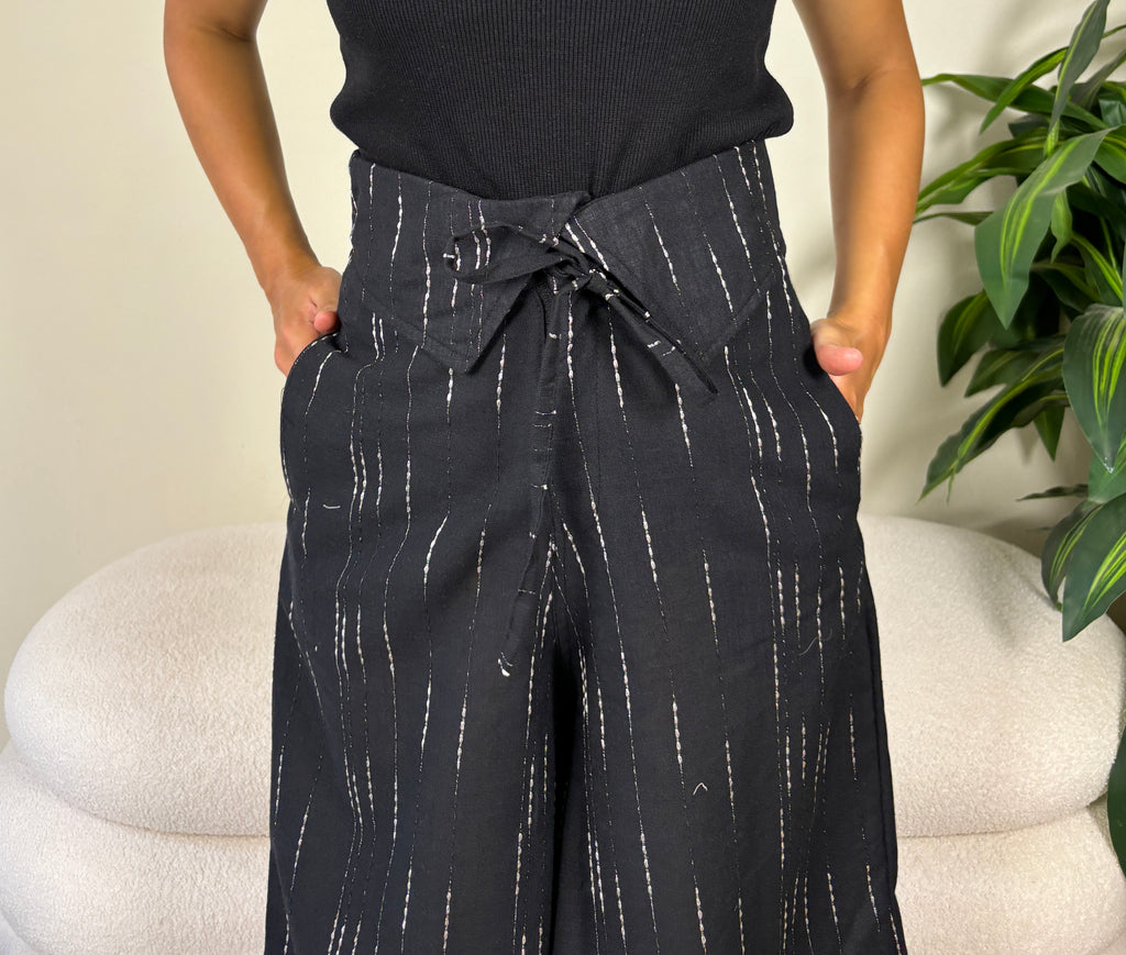 Tally pants-black x silver