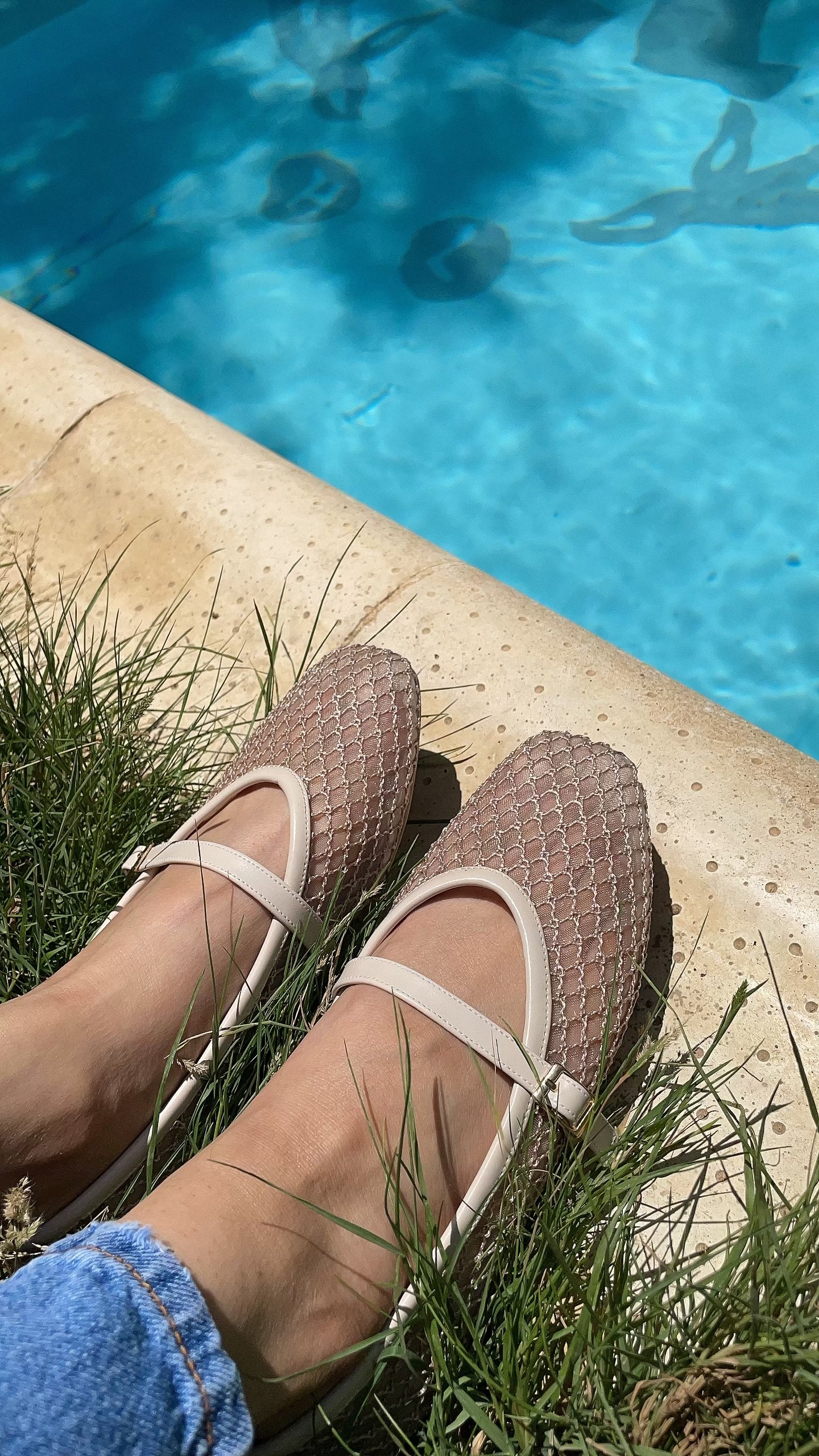 Summer Net Ballerinas - Beige