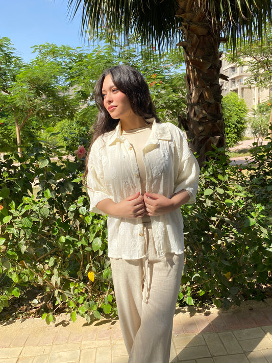 Lazy linen pants-beige