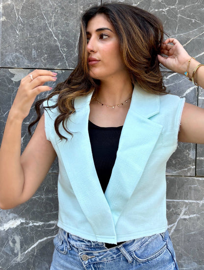 Organic cotton vest-mint