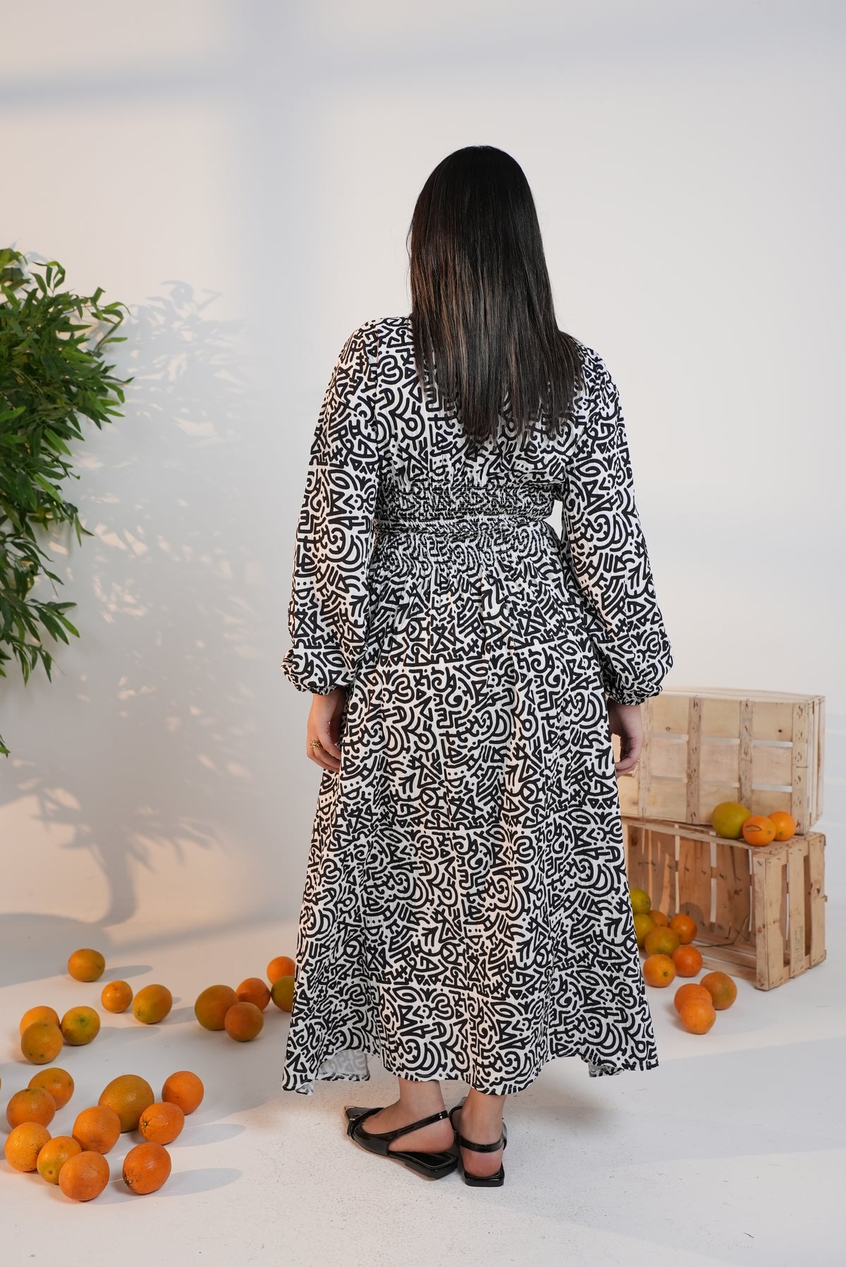 Rio Cinched Waist Dress - Black & White