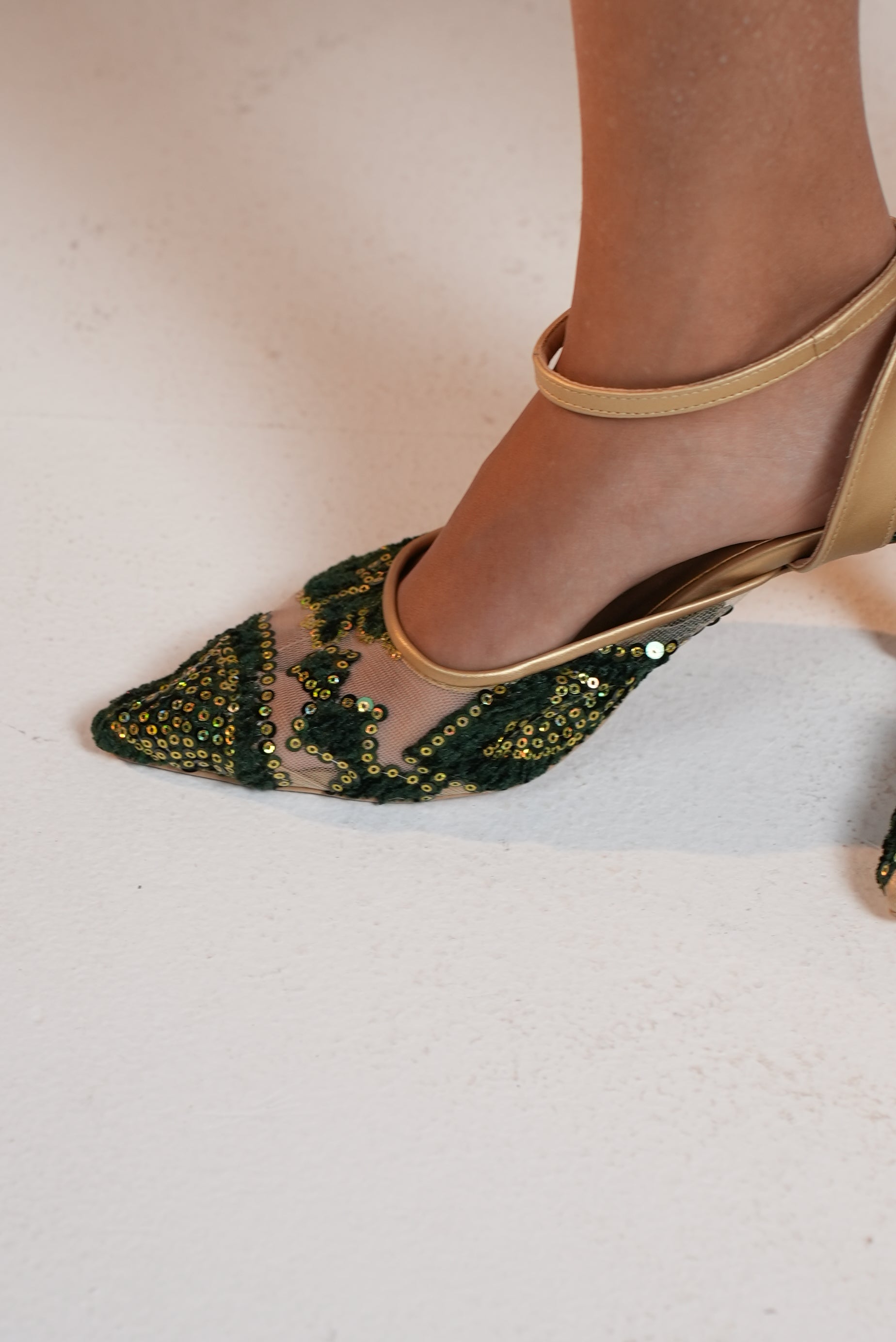 Voile Velvet Embroidered Heels