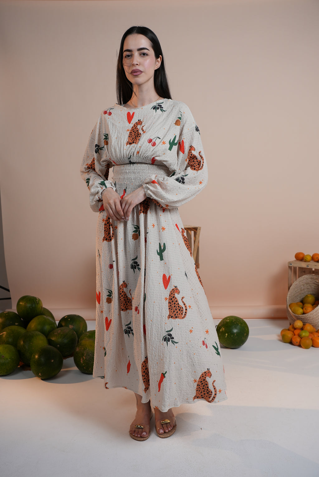 Rio Cinched Waist Dress - Leopard Heart & Peppers