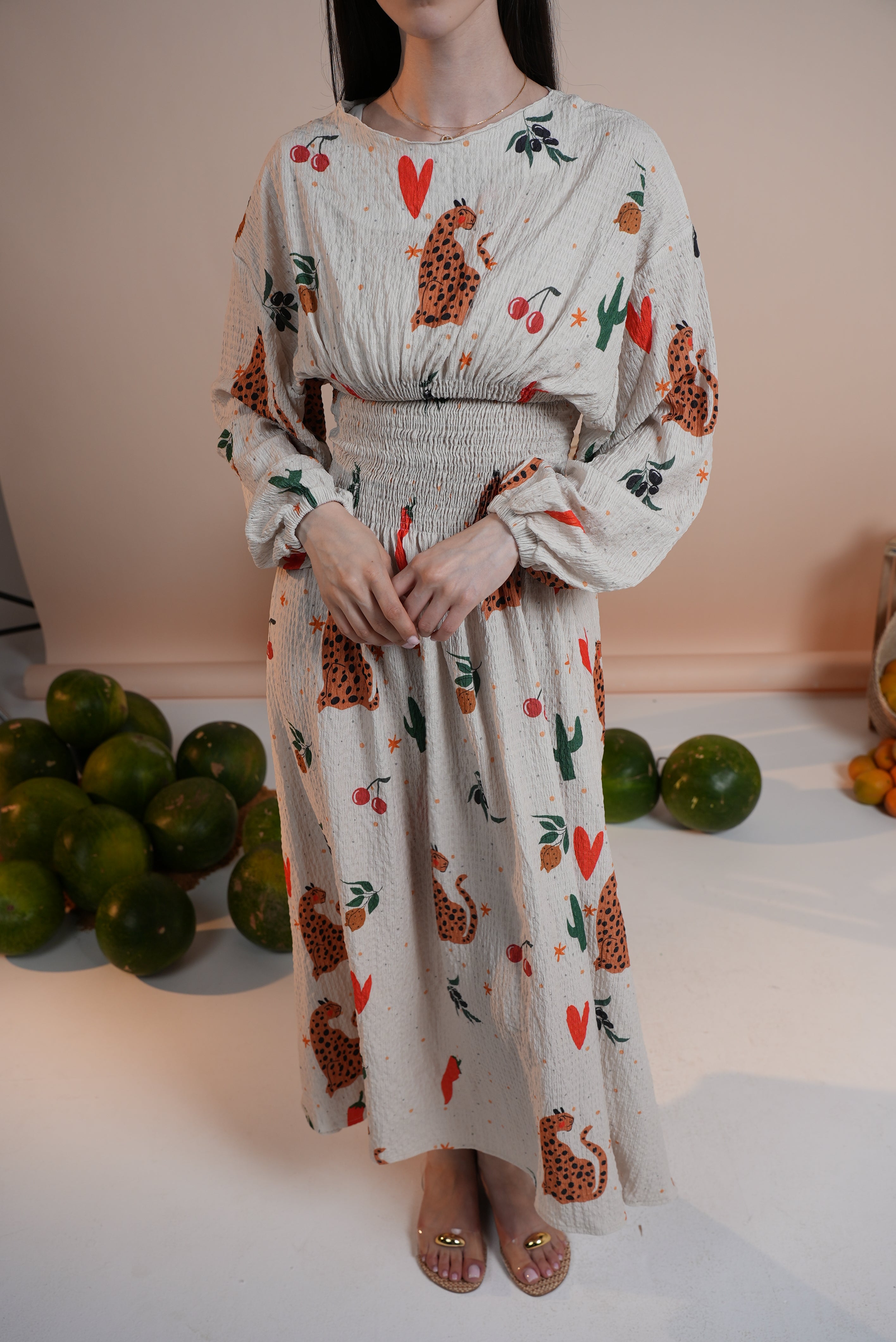 Rio Cinched Waist Dress - Leopard Heart & Peppers