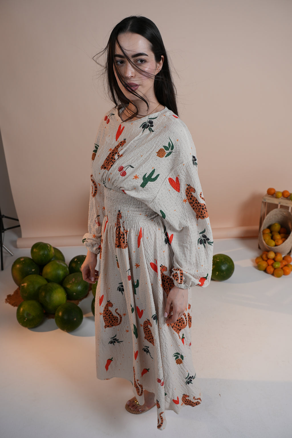 Rio Cinched Waist Dress - Leopard Heart & Peppers