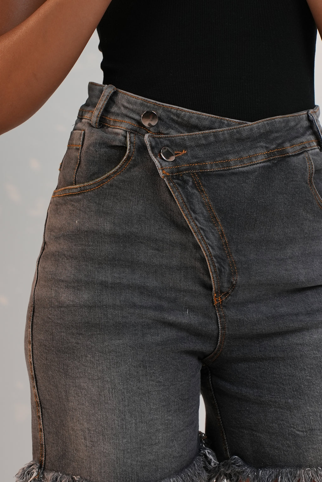 Skewed Shorts with Fringes