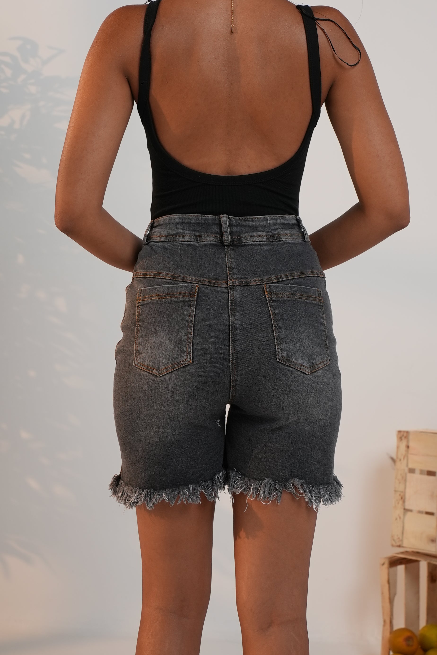 Skewed Shorts with Fringes