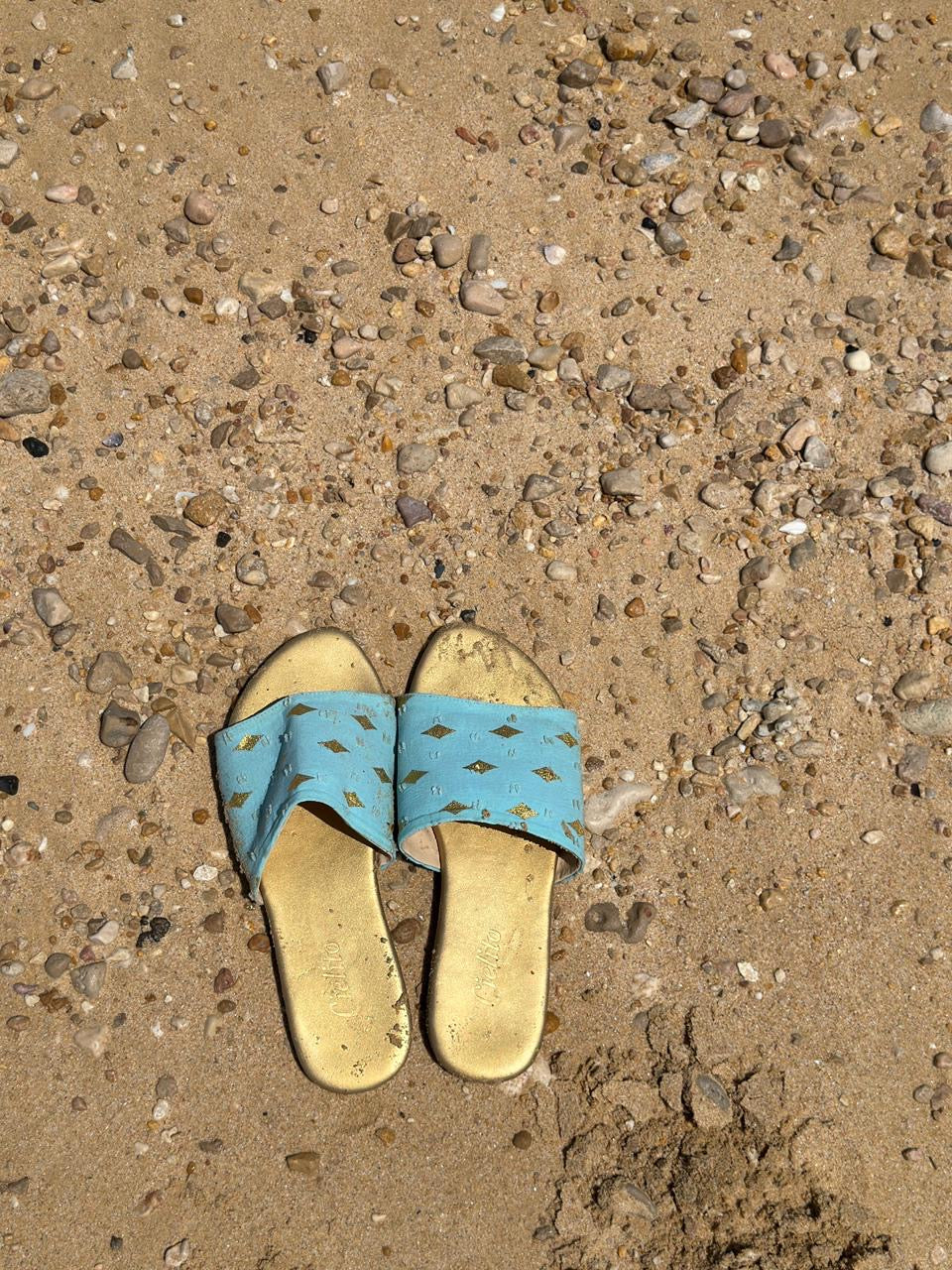 Blue Golden Diamond Slippers