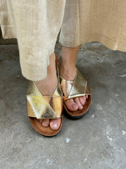 V Slippers-gold x rose gold