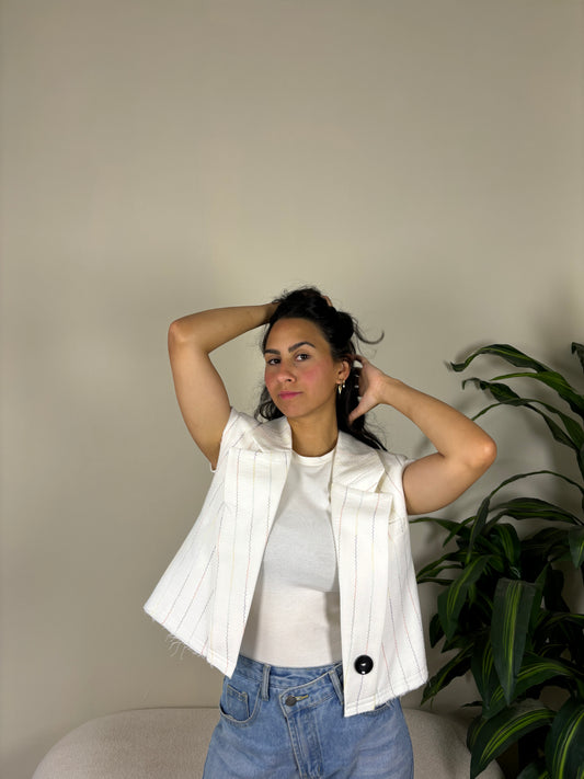 Organic cotton vest-whitexstripes