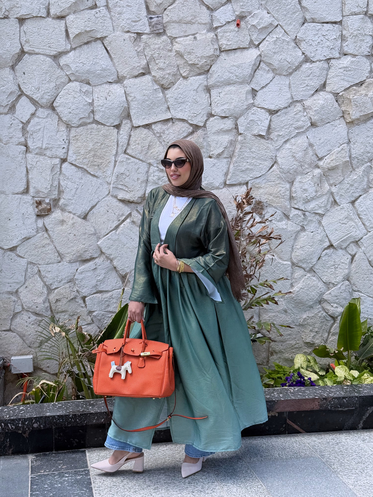 Green Satin Ombré Kimono