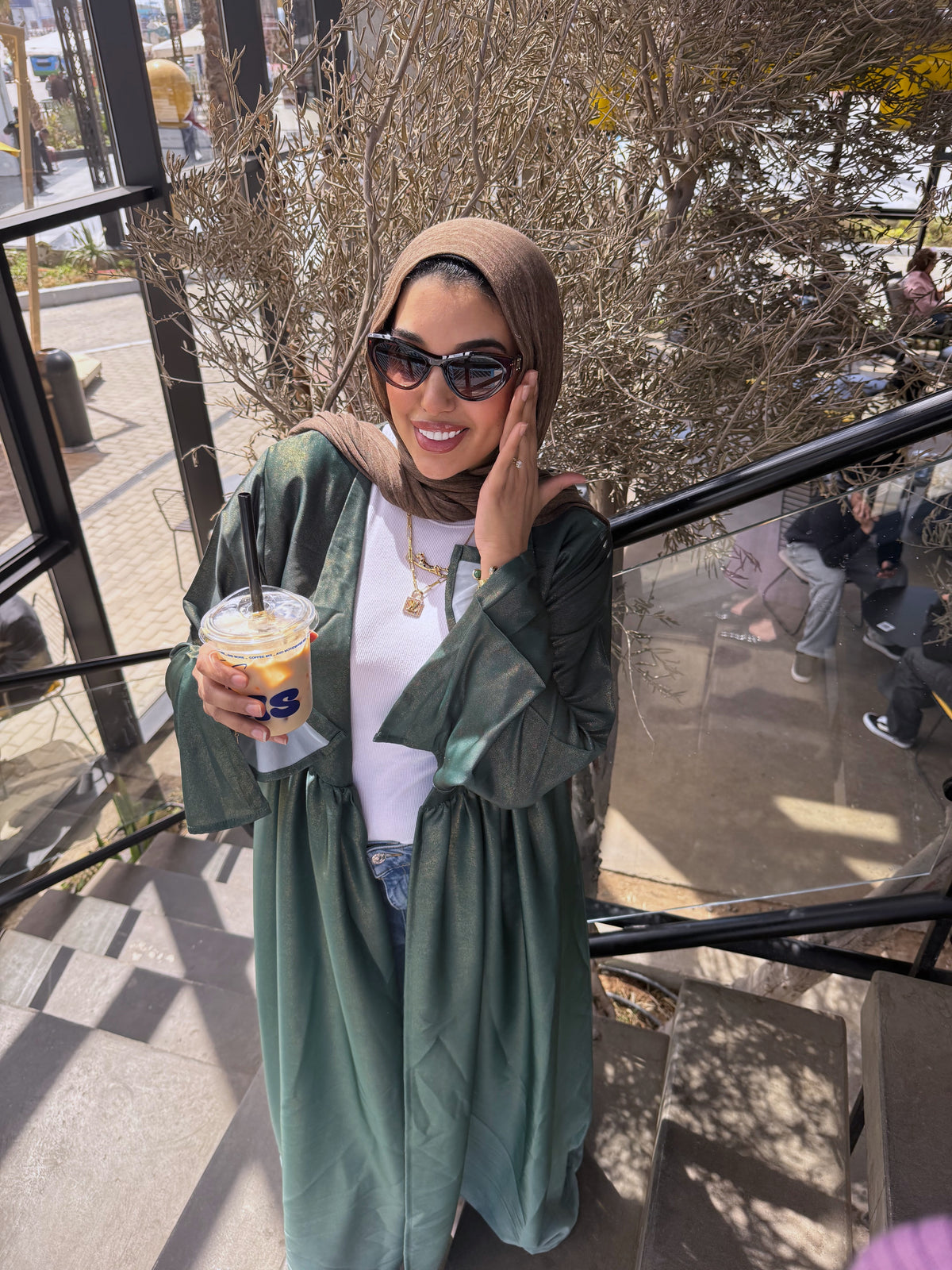 Green Satin Ombré Kimono