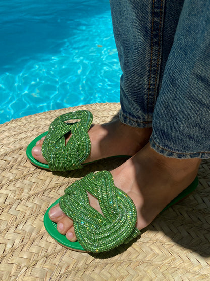 Knots & Diamonds Slippers - Green