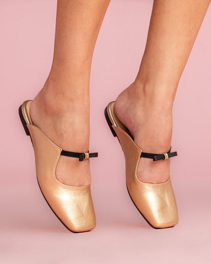 Golden Bow Mules - Black Bow