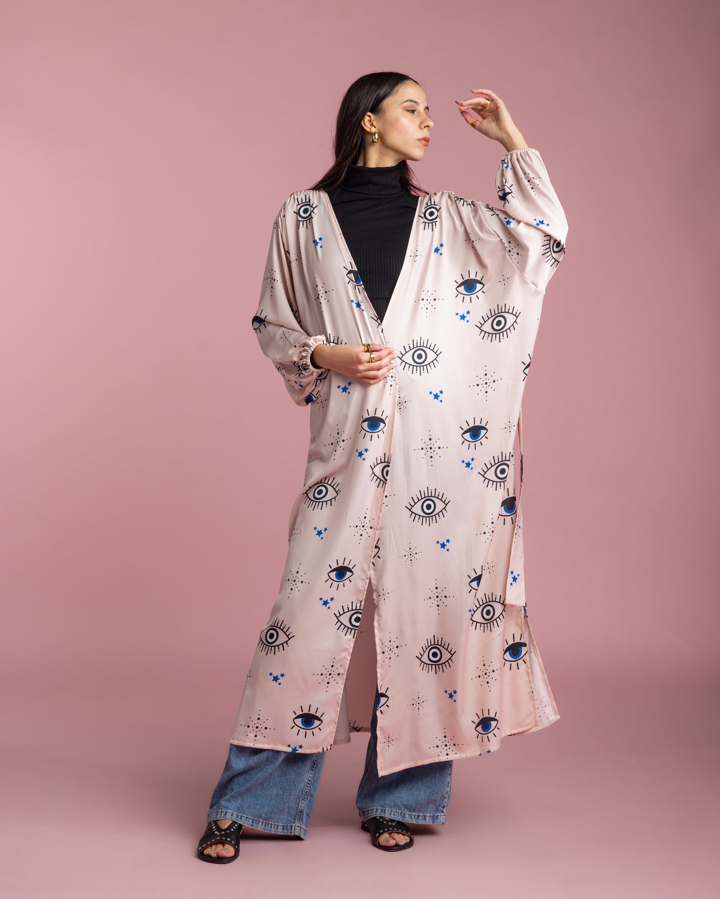 Open Cape Kimono - Rose