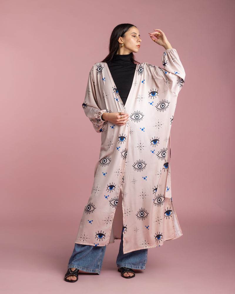 Open Cape Kimono - Rose