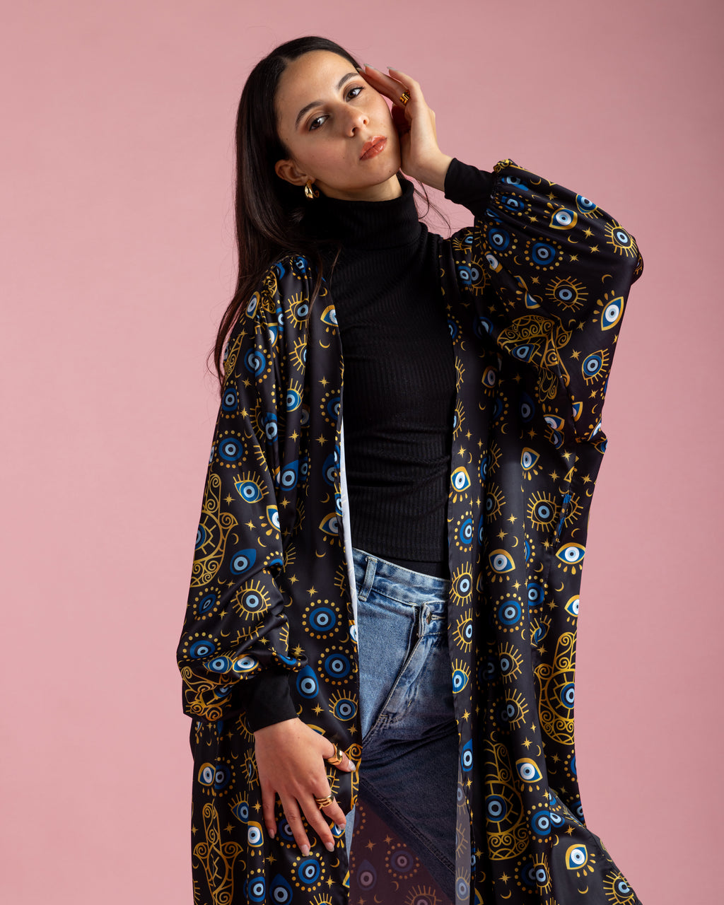 Open Cape Kimono - Black