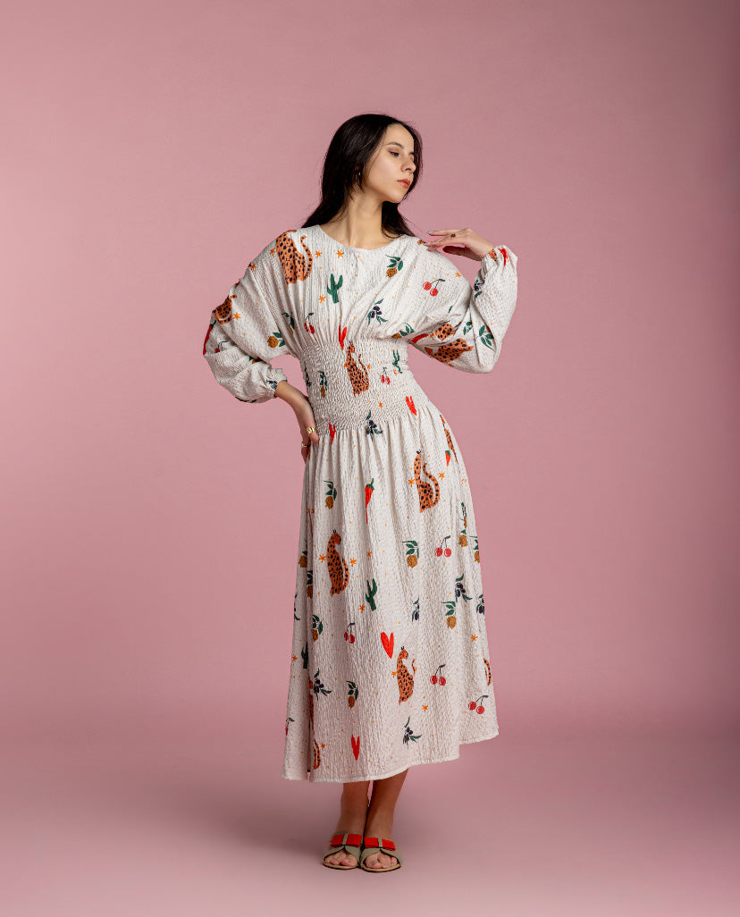 Rio Cinched Waist Dress - Leopard Heart & Peppers