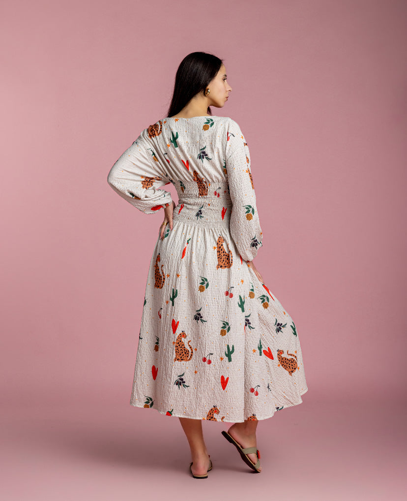 Rio Cinched Waist Dress - Leopard Heart & Peppers