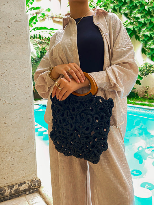 Handmade Flowers Basket Bag