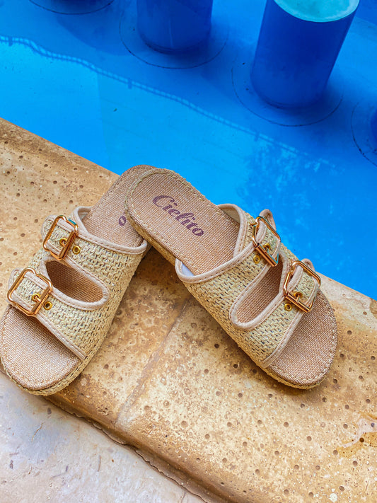 Organic Raffia Beige Slippers